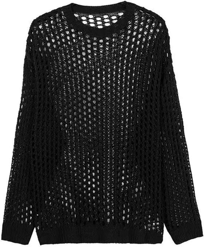 YZNLOQ Women Hollow Out Crochet Tops,Summer See Through Crew Neck