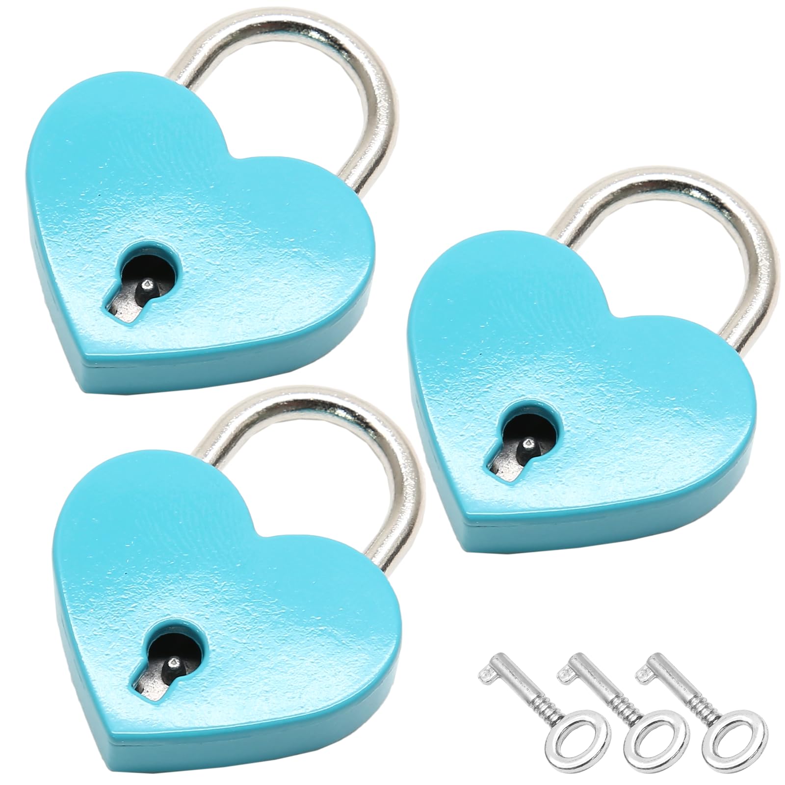 PHITUODA 3pcs Mini Heart Shaped Padlock, Metal Lock with Key for