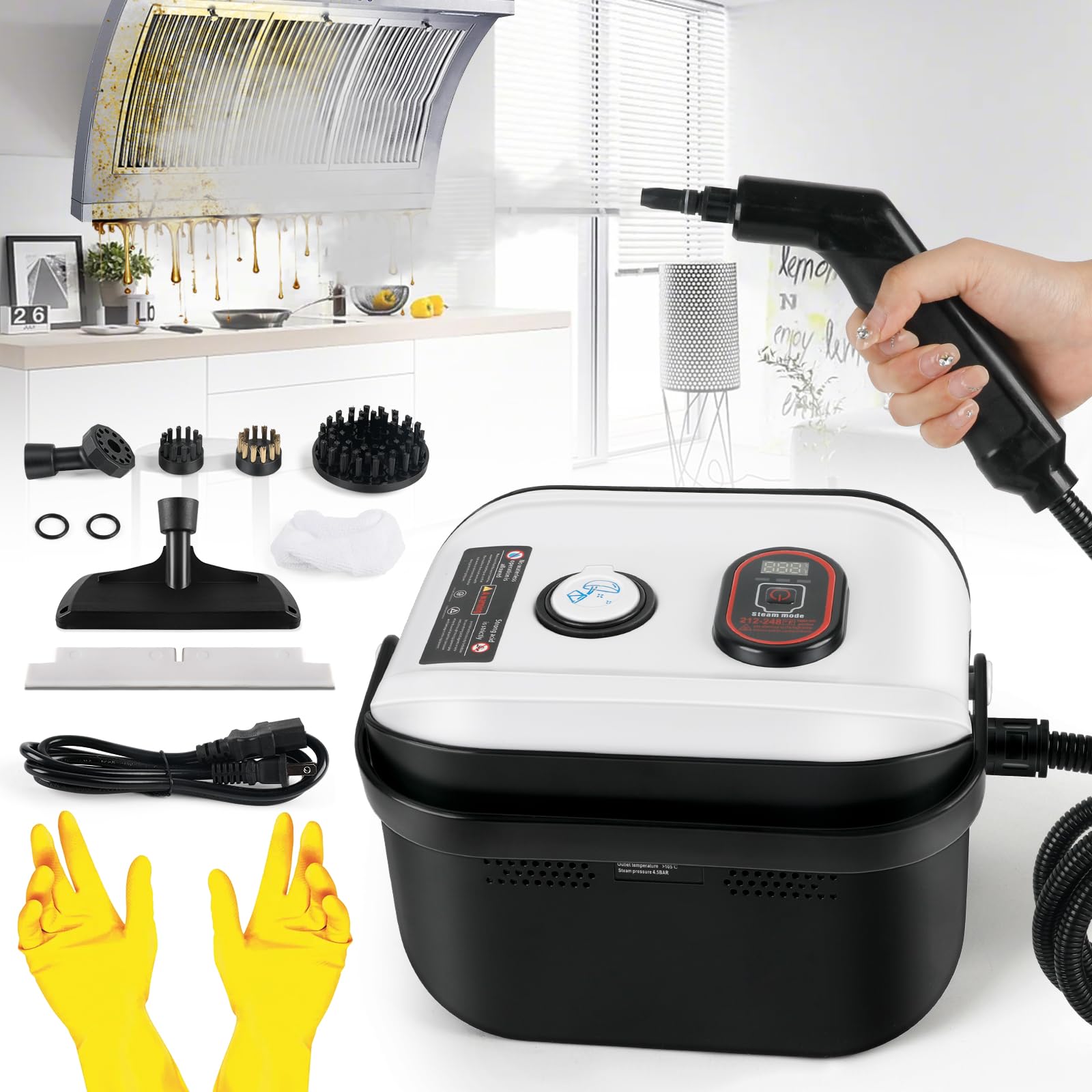 Amazon | bumxca スチームクリーナー 【ハンドルに蒸気スイッチ付き