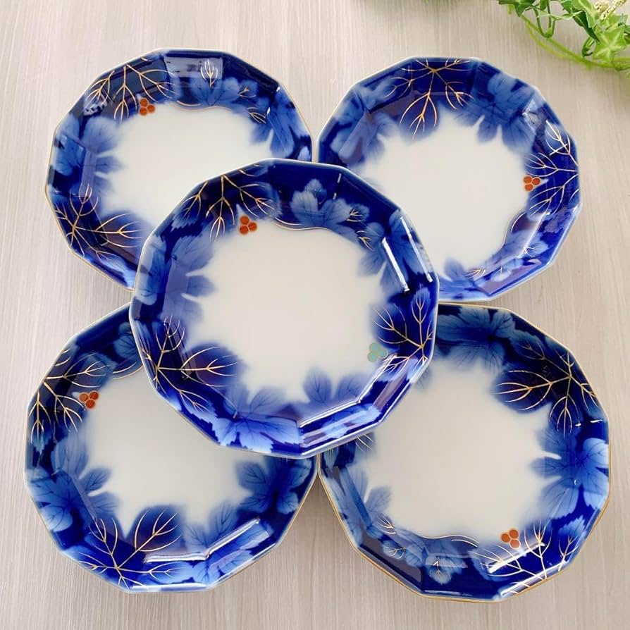 2525 深川製磁葡萄瑠璃大皿5客20cm