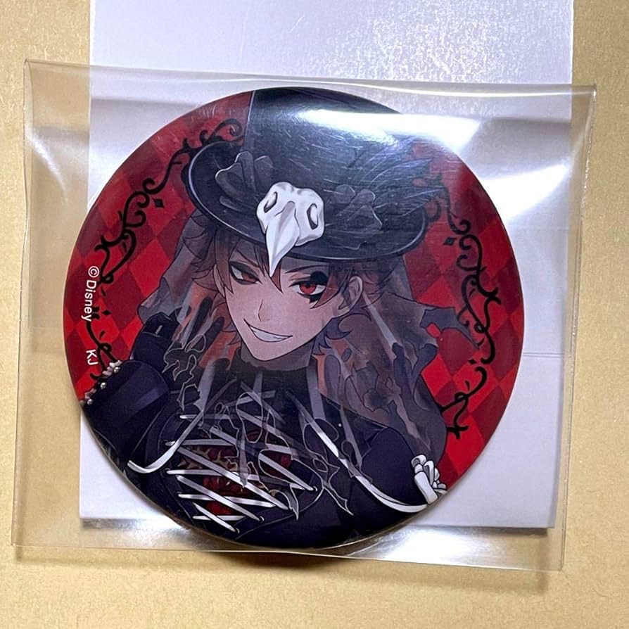 ツイステ マレウス スケアリードレス チケット風カード 箔押し缶バッジ