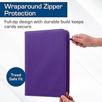 Amazon.com: BCW Z-Folio 9-Pocket LX Album - Purple | Secure Zipper