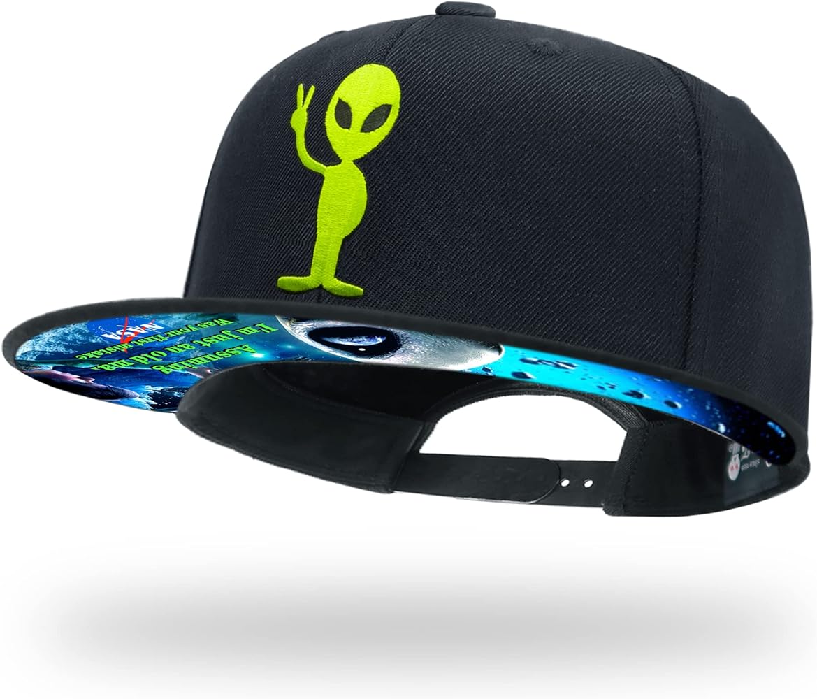 tilgomedal Alien Skull Snapback Hat - Space Sci-Fi Embroidery