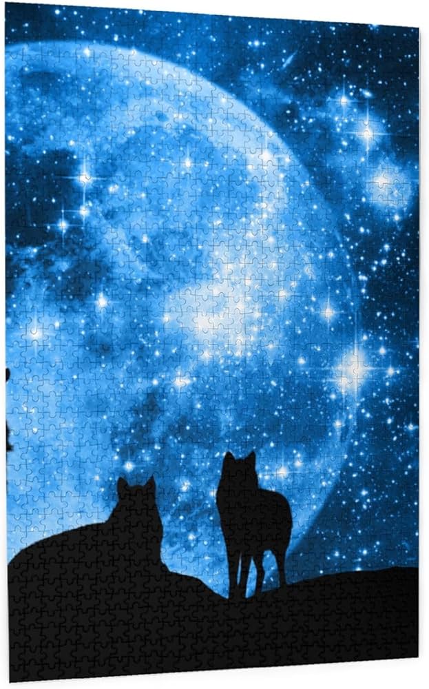 Amazon.co.jp: オオカミ 月 夜空 星空 1000ピース ジグソーパズル 大人