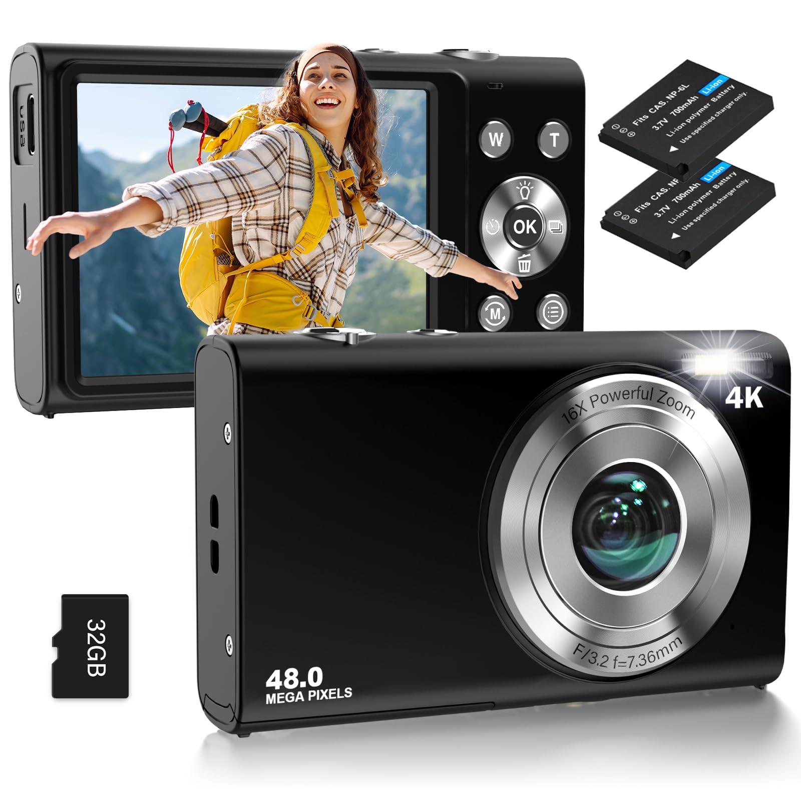 Amazon.com : Digital Camera, Autofocus UHD 4K Vlogging Camera with