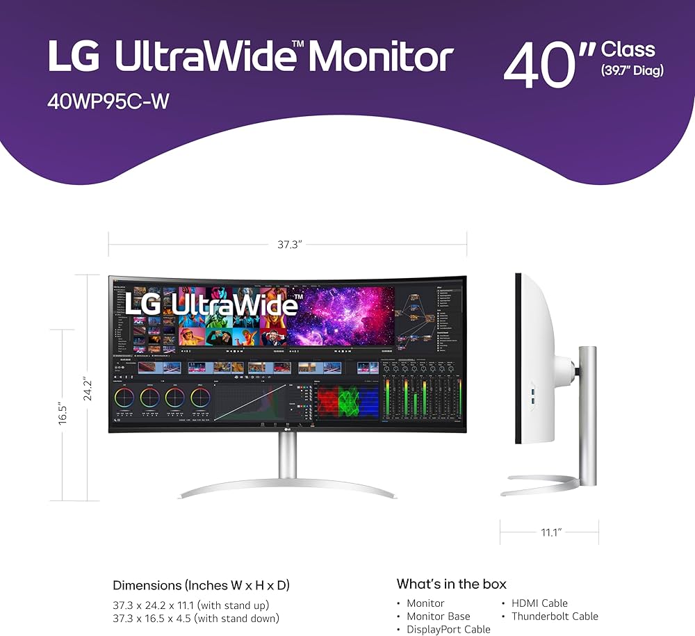 Amazon.co.jp: LG 40WP95C-W 40” UltraWide Curved WUHD (5120 x 2160