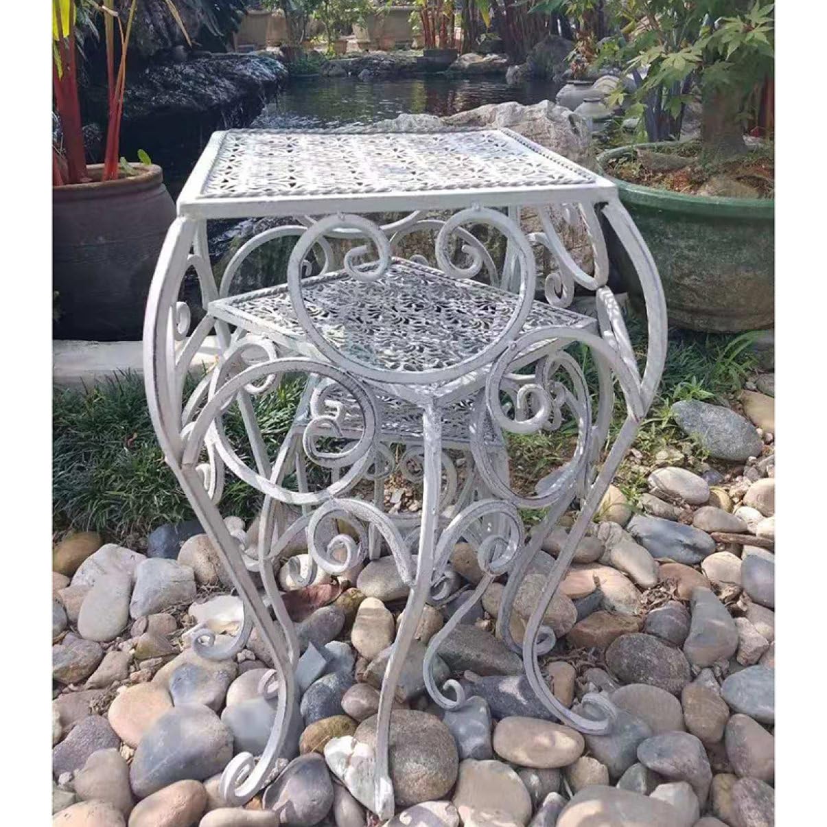 Amazon.co.jp: [GZGZ] アイアン猫脚花台 大中小3点セット 花台 F