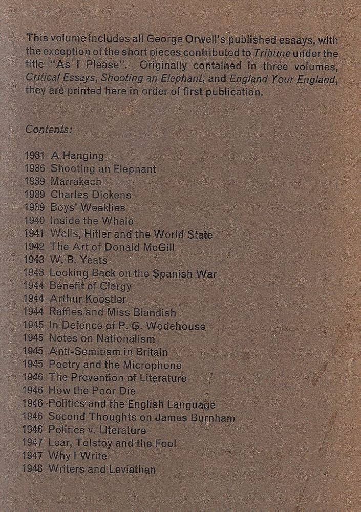 Collected essays: George Orwell: 9780436350139: Amazon.com: Books