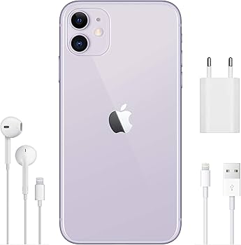 Apple iPhone 11 (128GB) - Purple (Includes EarPods, Power Adapter
