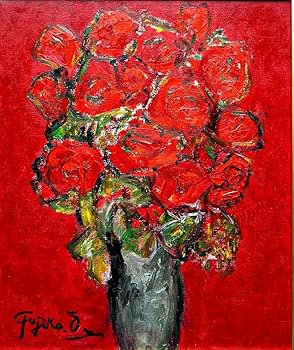 Amazon.co.jp: 大澤扶二子□赤い薔薇□バラ□絵画□真作保障□額装