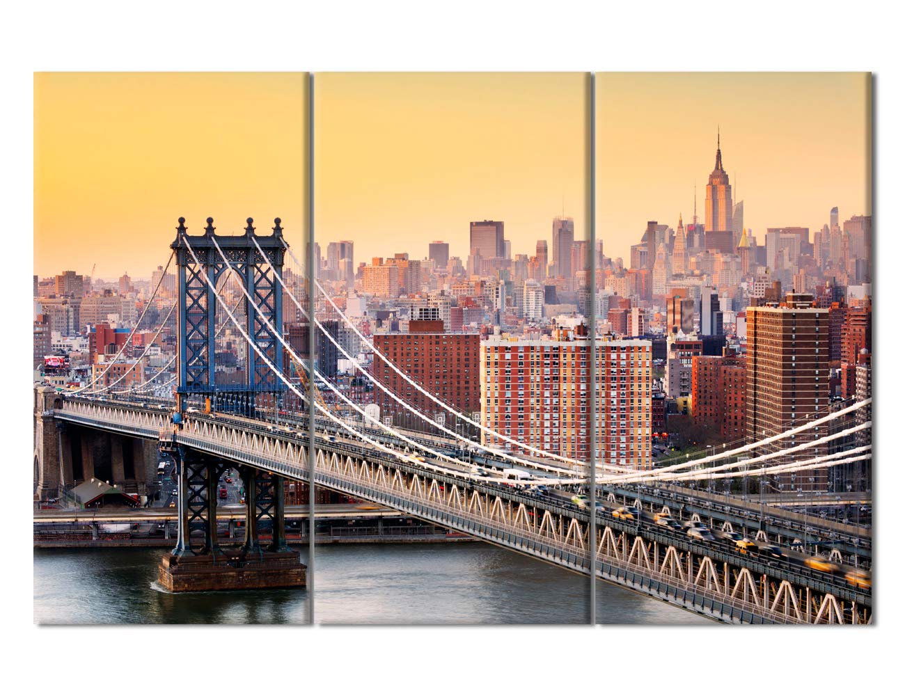 Amazon.co.jp: シティービュー リビングルーム ブルックリン橋 絵画