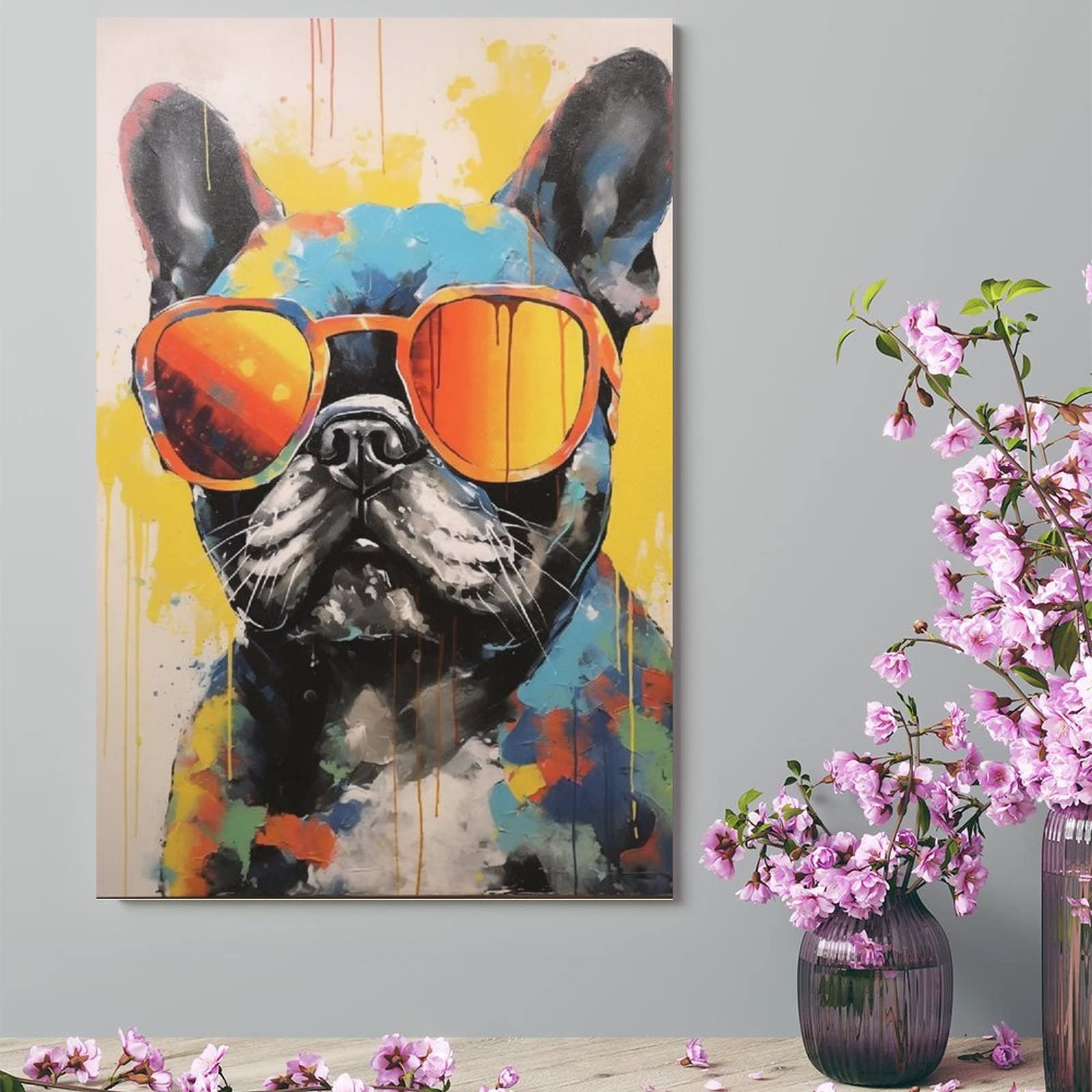 Amazon.co.jp: 絵画 サングラスをかけたフレンチ ブルドッグインテリア