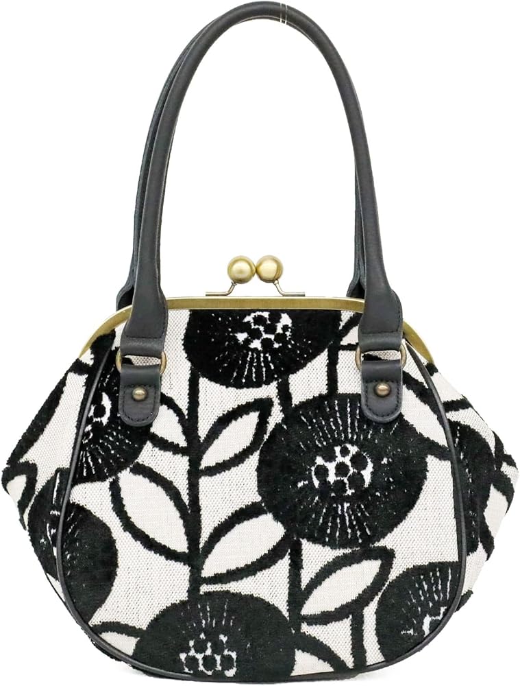 Amazon | がま口 ジャカード ゴブラン 本革 トートバッグ soarsole