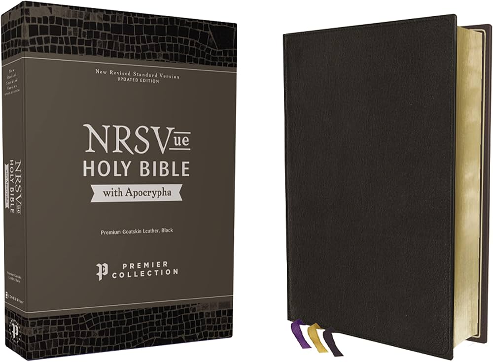NRSVue, Holy Bible with Apocrypha, Premium Goatskin Leather, Black