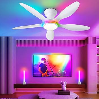 Ceiling Fans with Lights, 46 inch Modern Low Profile Ceiling Fan