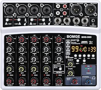 Amazon | BOMGE 6チャンネルdjオーディオミキサー、MP3 USB Bluetooth