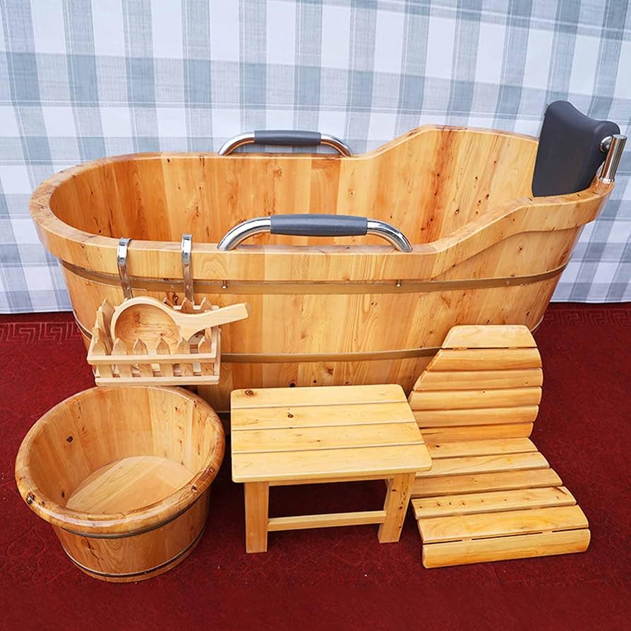 Amazon.co.jp: 木製浴槽 浴槽 成人用浴缸 お風呂成人バケツ 天然香料