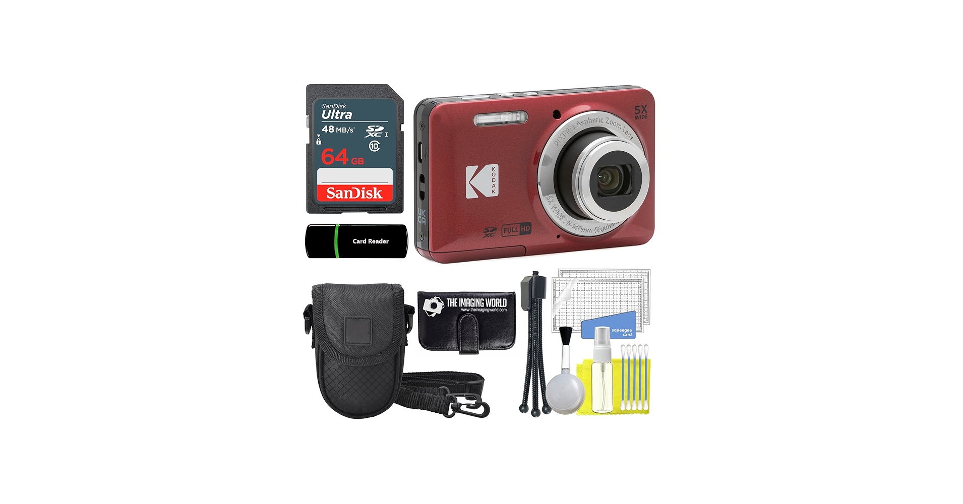 Amazon.com : Kodak PIXPRO FZ55 Red 16MP Digital Camera 5X Optical