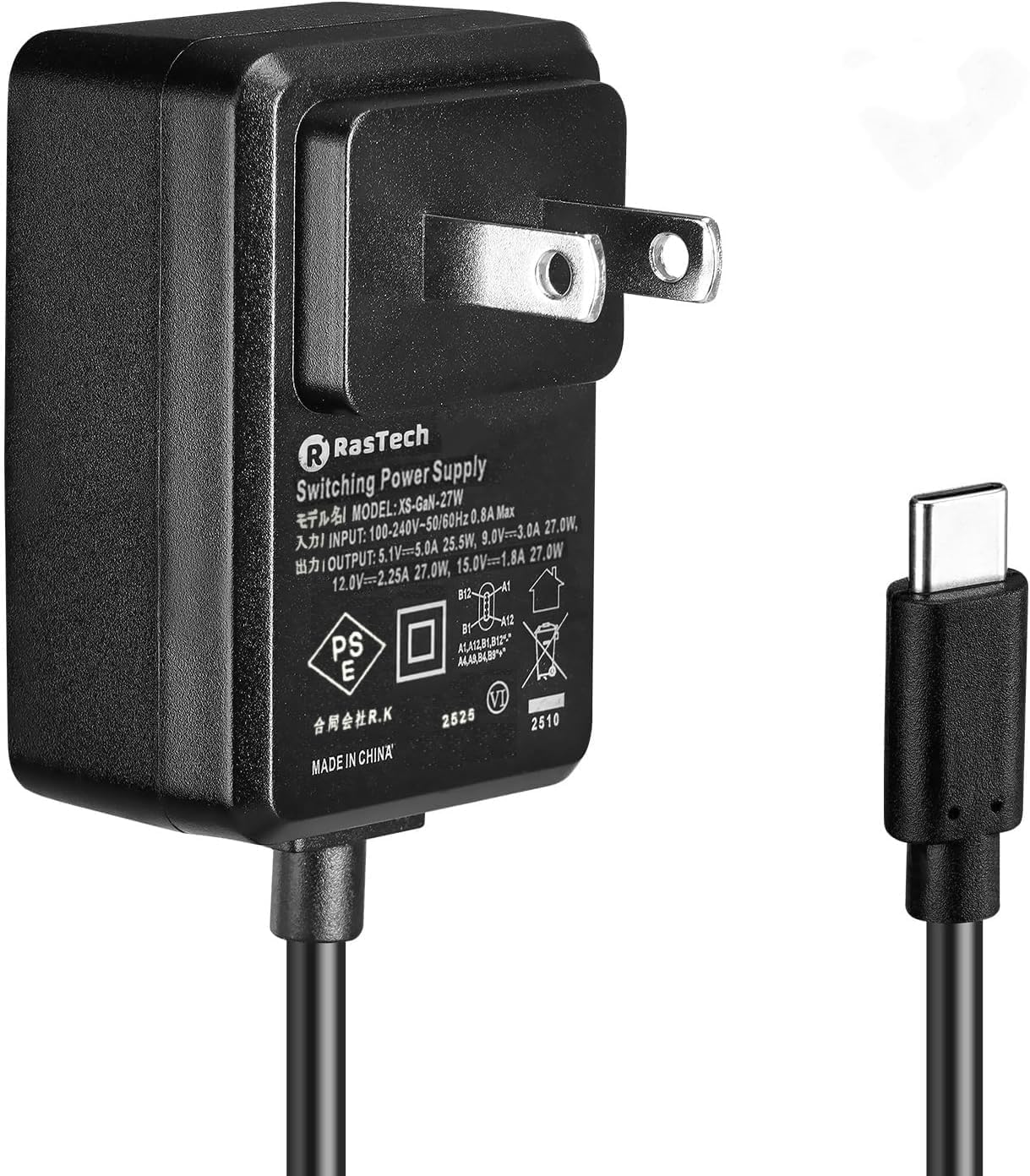 Amazon.co.jp: RasTech Raspberry Pi 5 電源 27W USB-C PD 充電器 GaN