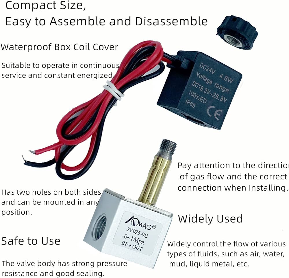 Amazon.co.jp: 電磁弁電気ソレノイドバルブ 1/4“ dc24V 2ウェイ