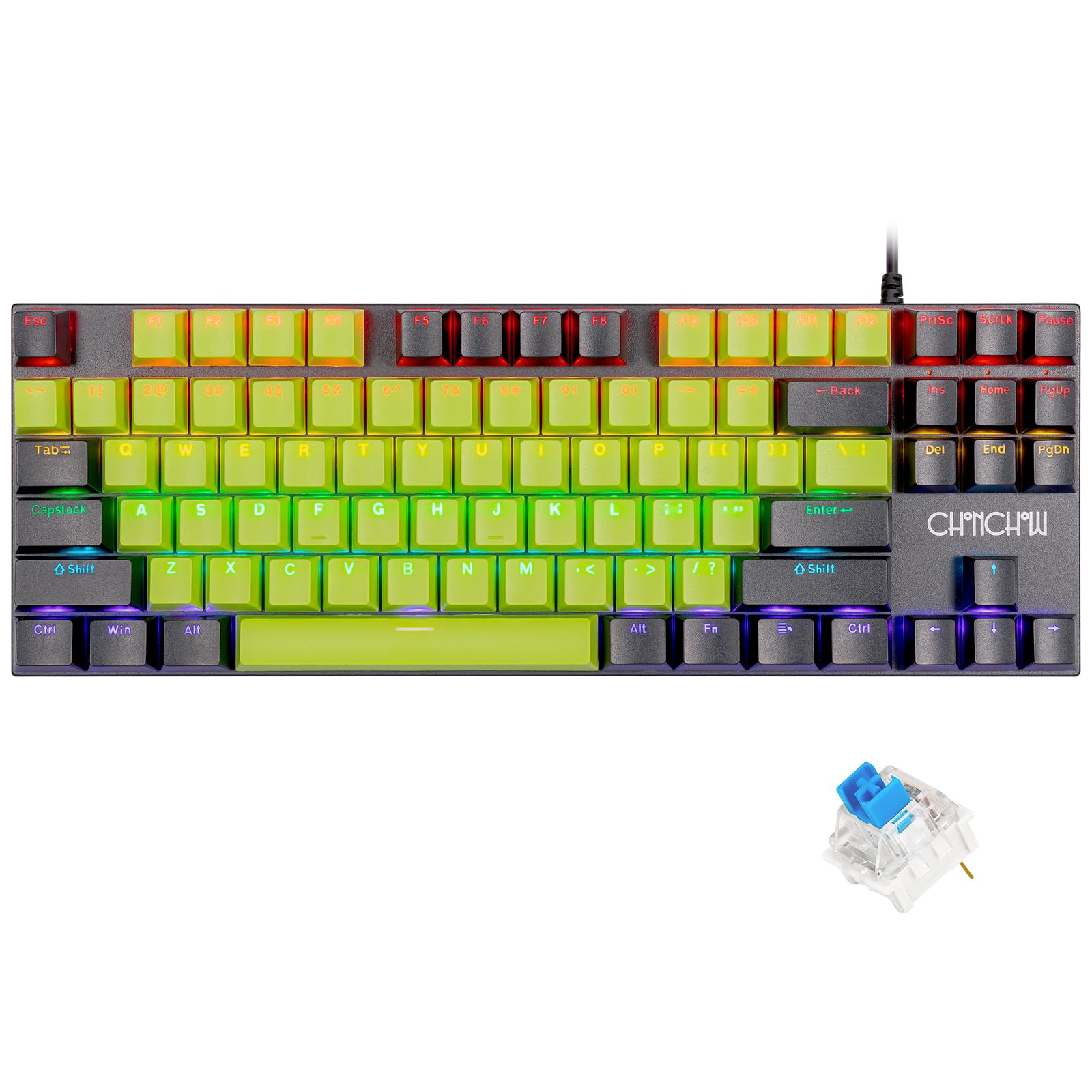 Amazon | CHONCHOW ゲーミングキーボード メカニカル 青軸 アンチ