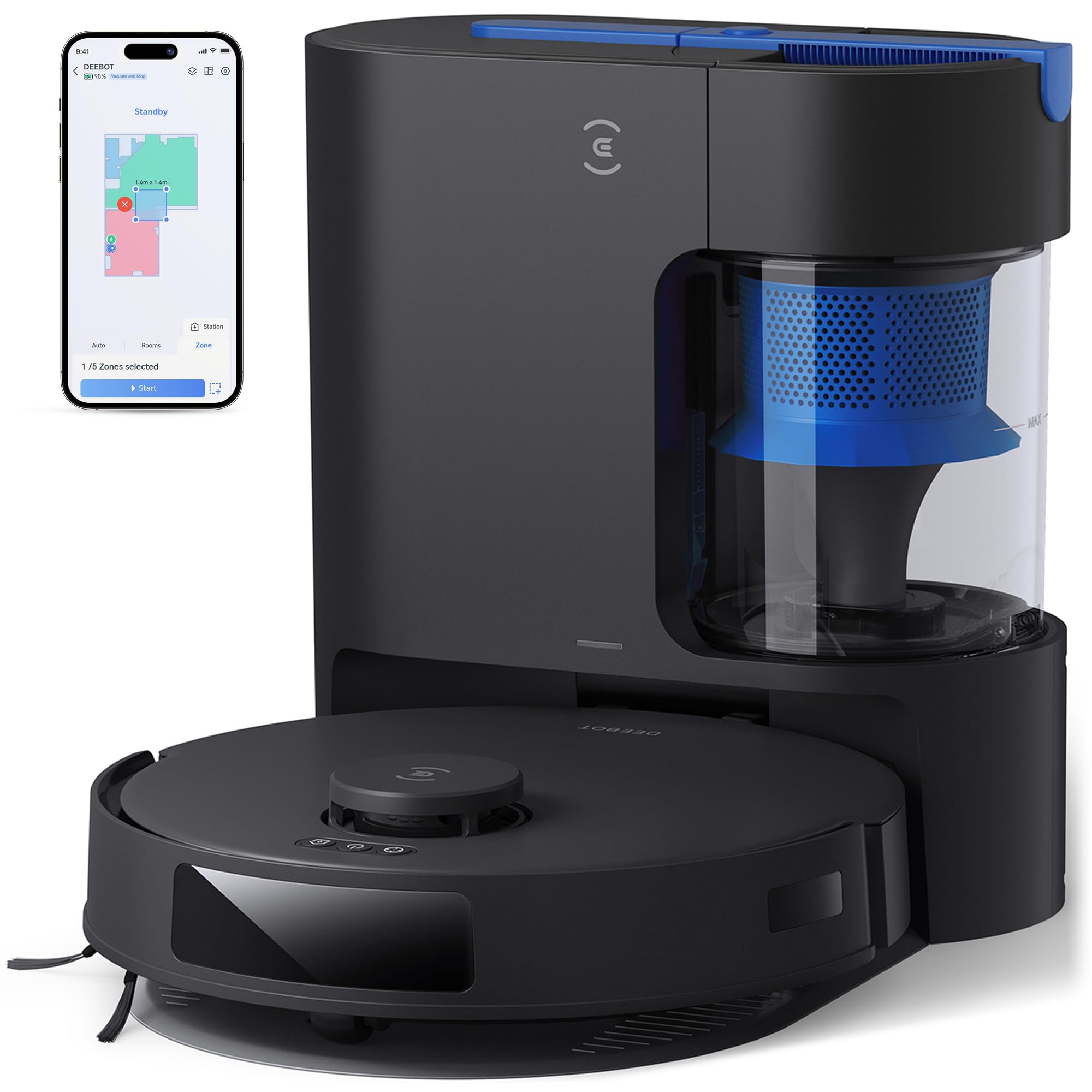 ECOVACS DEEBOT N20 Plus Robot Vacuum and Mop,with Bagless Self