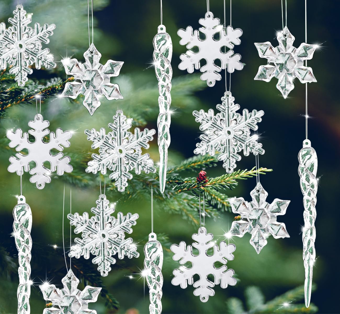 Amazon.co.jp: アクリルスノーフレーククリスマスツリーデコレーション