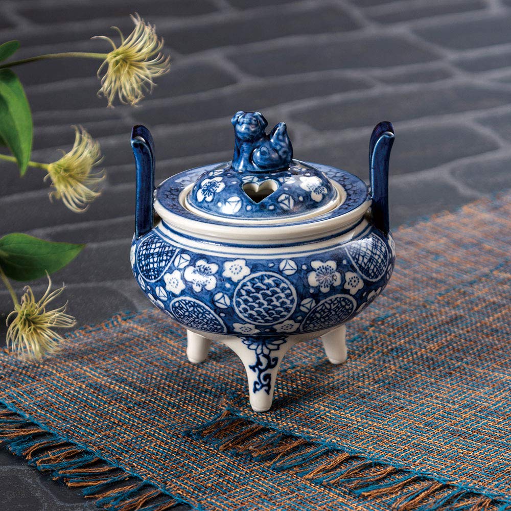 Amazon｜九谷焼 4号香炉 染付丸紋 香炉 仏具 陶器｜仏壇用香炉