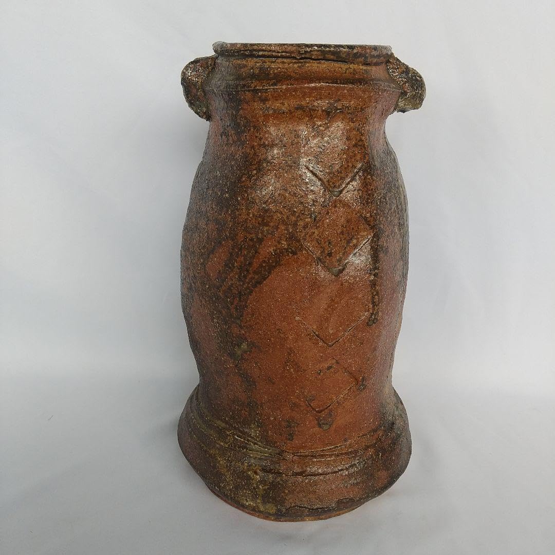 廣永窯 坪島土平 古伊賀花入 耳付 共箱 長期保管品坪島土平 廣永窯