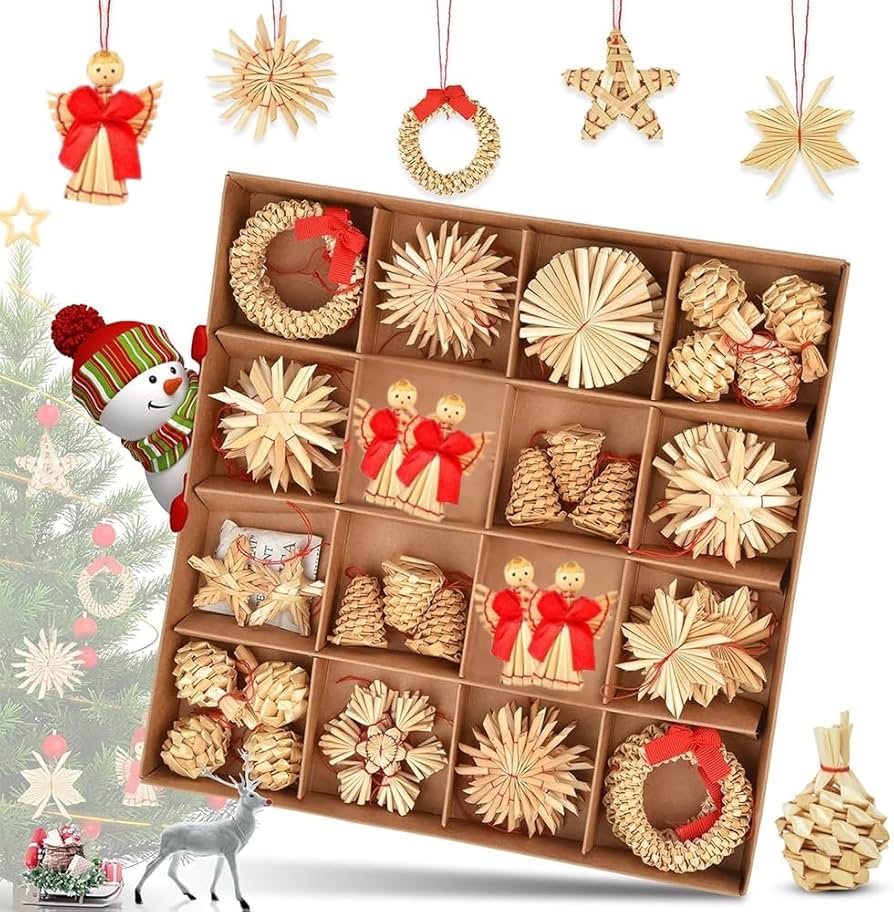 Amazon | クリスマスツリー オーナメント クリスマス飾り 麦わら細工