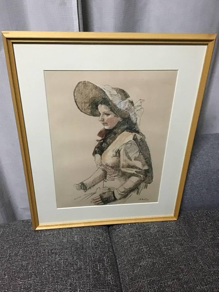 Amazon.co.jp: 小磯良平 複製画 外国婦人 女性像 人物画 額装 PRINTED