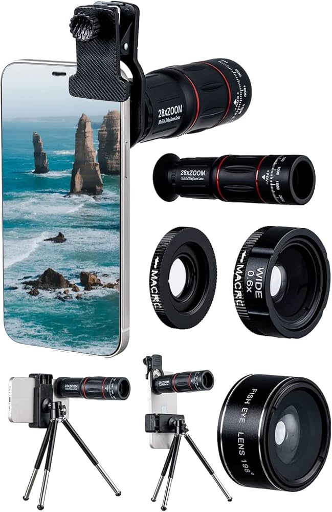 Amazon.co.jp: Leikf 4 in1 スマホ用カメラレンズ 28倍望遠レンズ付き