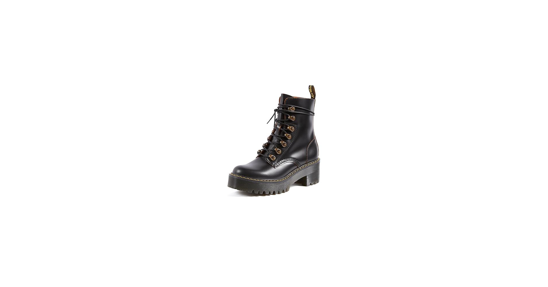 Amazon.com | Dr. Martens Women's Leona Leather Heeled Boot, Black