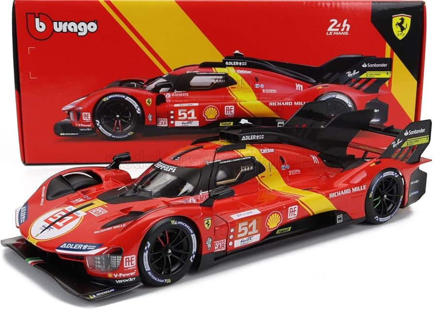 Amazon.com: Bburago - 1/18 Ferrari Racing - 499P LMH 2023#51 - Red