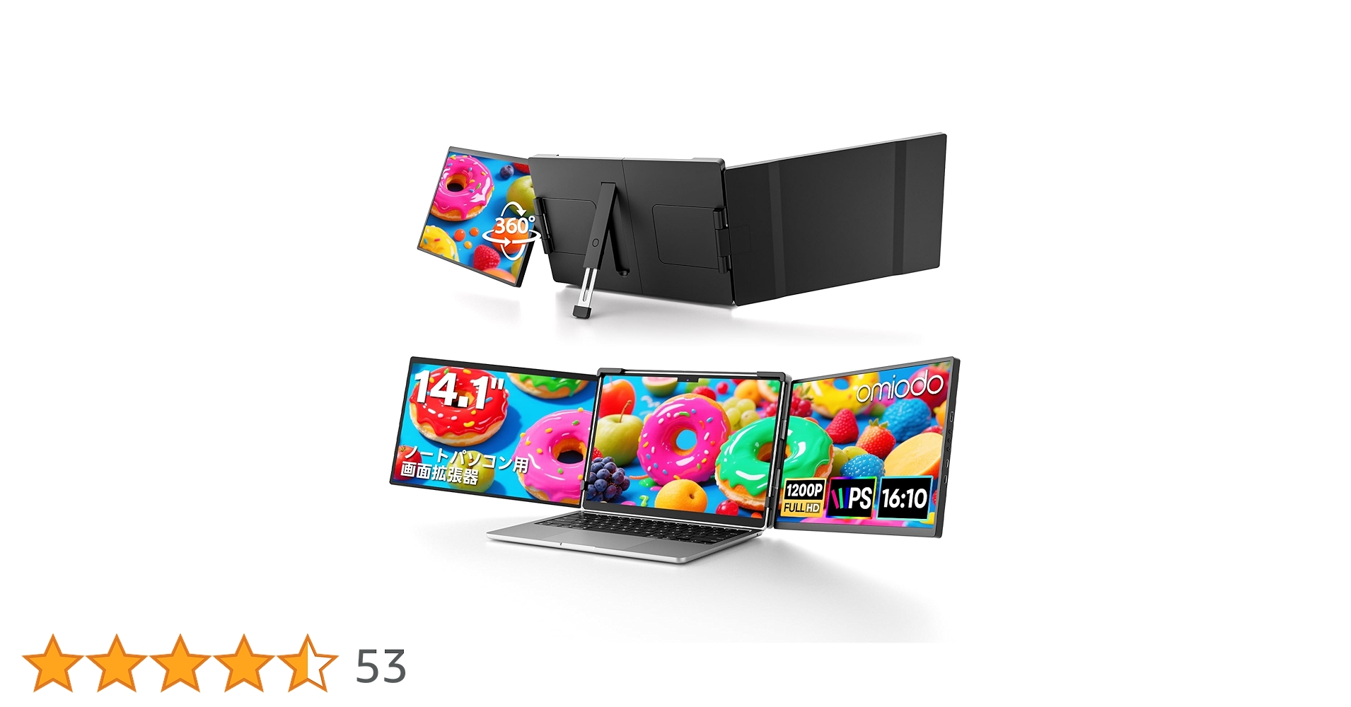デュアルモニター Omiodo 14インチ トリプルモニター FHD Amazon.co.jp