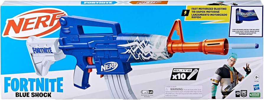 Amazon.co.jp: Nerf Fortnite ブルーショックブラスター、ダーツ