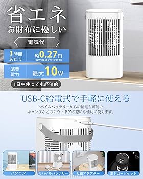 Amazon | 冷風機 冷風扇 強力【2024新登場・節電対策・首振り・USB給電