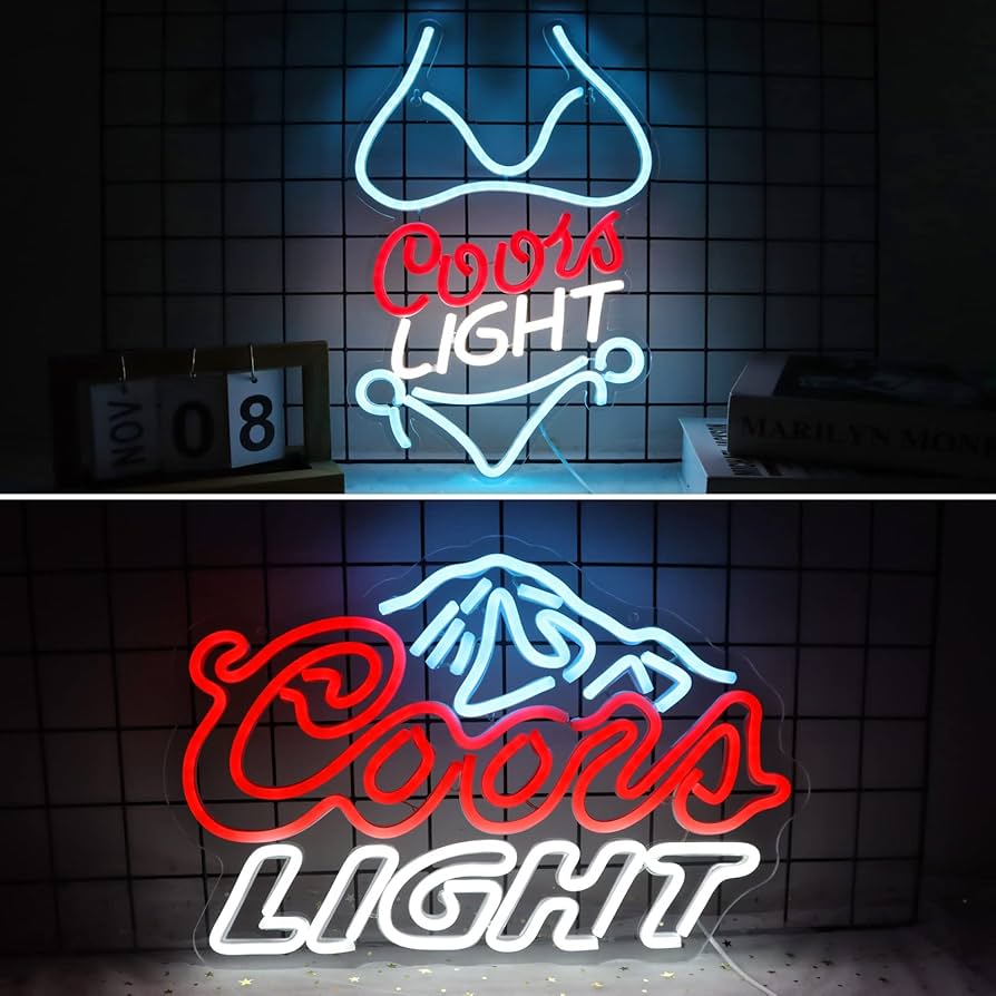 Crs Light Neon Signs 17 * 11 Inch(Azure+Red+White) + Bikini Coors