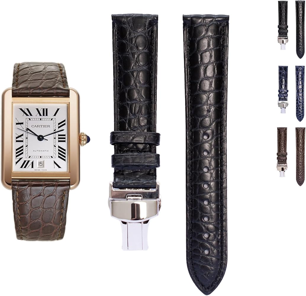 Amazon.com: Crocodile Leather Straps For Cartier Watches With