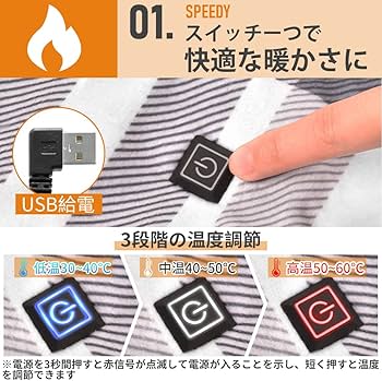 Amazon.co.jp : 電気ブランケット 電気ひざ掛け 3段階温度調節 電気