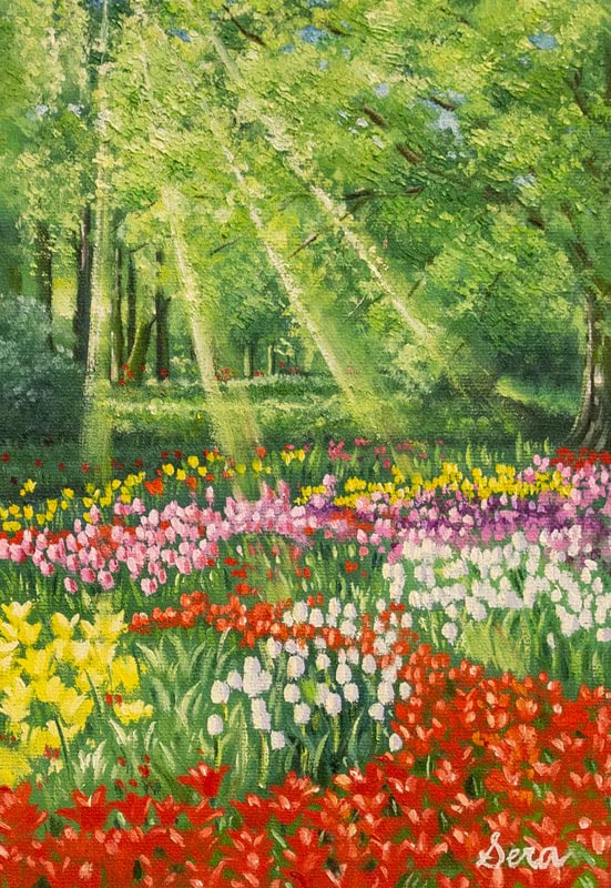Amazon.co.jp: 瀬良風香『春のキューケンホフ公園(オランダ)』油絵
