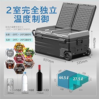 Amazon | ポータブル冷凍冷蔵庫 車載冷蔵庫 TX75 【 大容量72L 】【 2