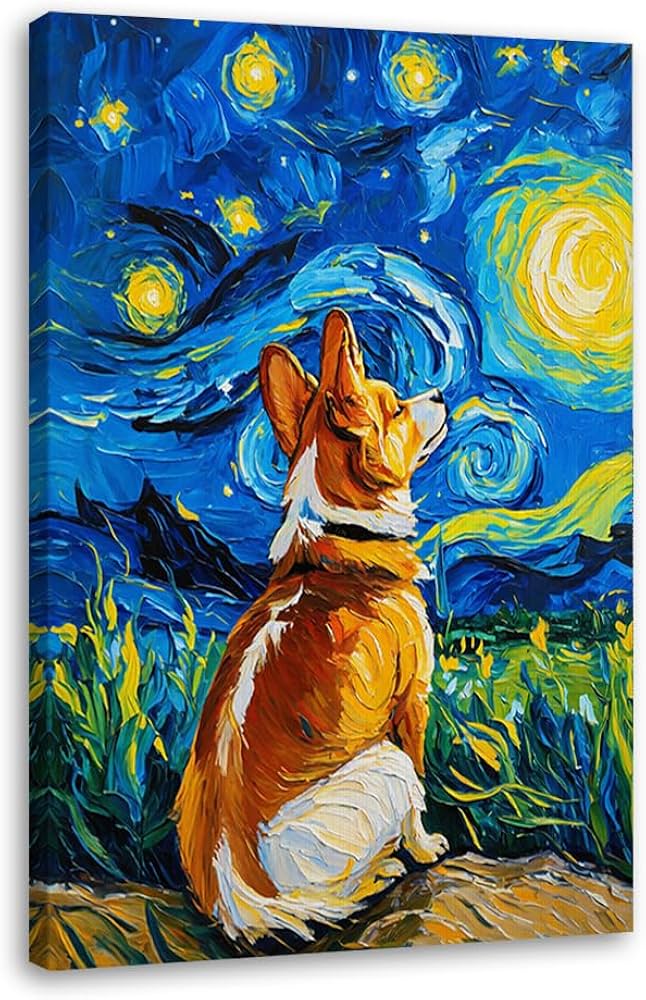Amazon.co.jp: ゴッホ犬 星月夜 花 有名な油絵 ウォールアート