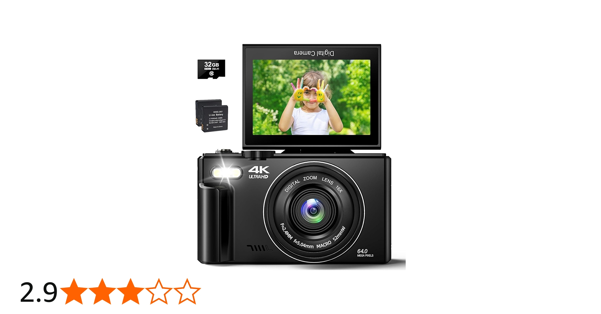 Amazon | デジカメ 4K 30FPS 64MP デジタルカメラ コンパクトカメラ