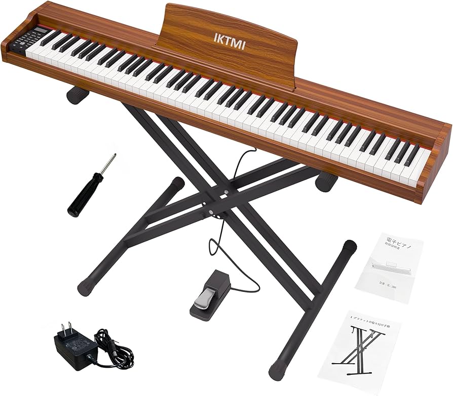✨ま✨ 電子ピアノ 88鍵盤 ペダル付き 譜面立て付き 電子ピアノ88鍵盤