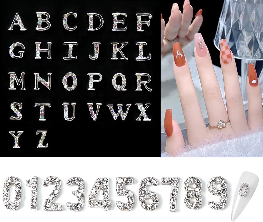 Amazon | Chisafly ネイルパーツ アルファベット イニシャル 数字
