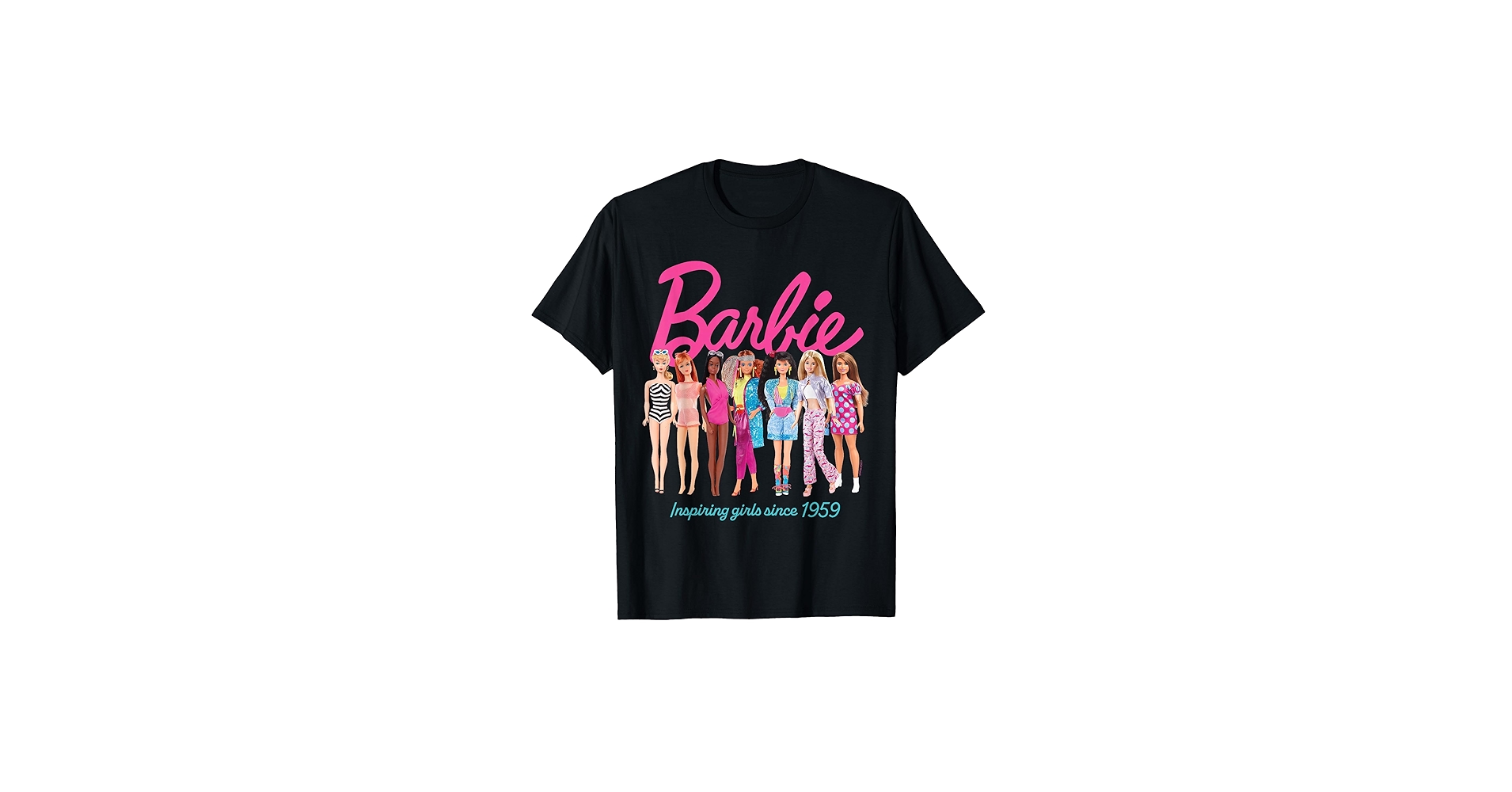Amazon.com: Barbie Inspiring Girls Since 1959 Doll Lineup T-Shirt
