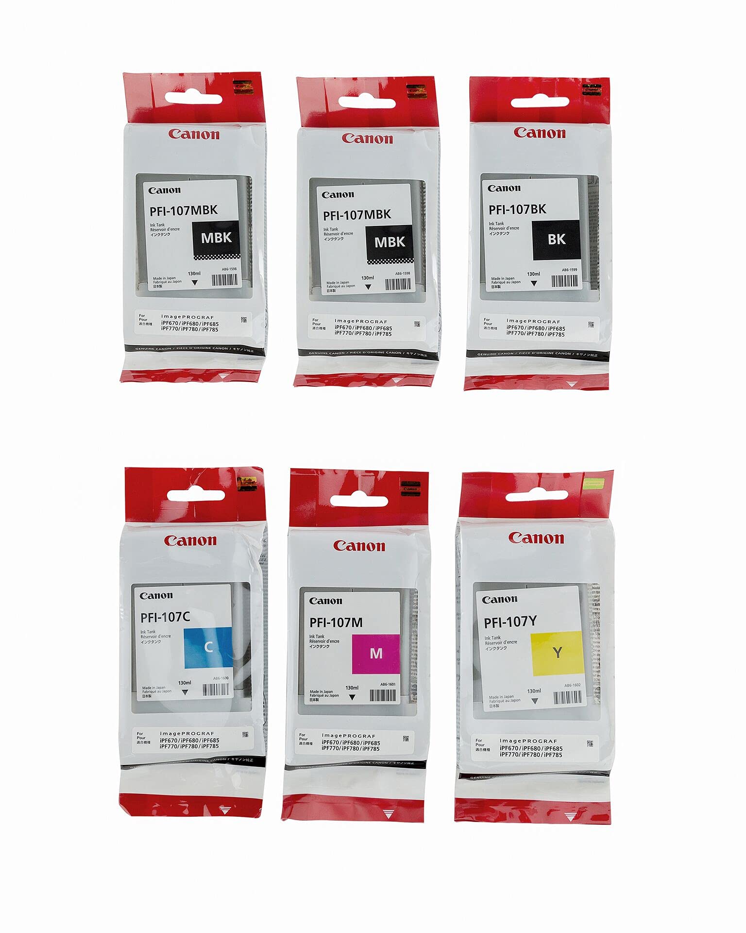 Amazon.co.jp: Canon PFI-107 セット 純正 Pfi-107 6パック 5色インク