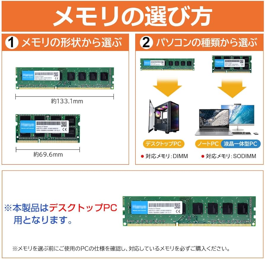 Amazon.co.jp: デスクトップPC用メモリ 32GB(16GBx2枚) PC4-21300(DDR4