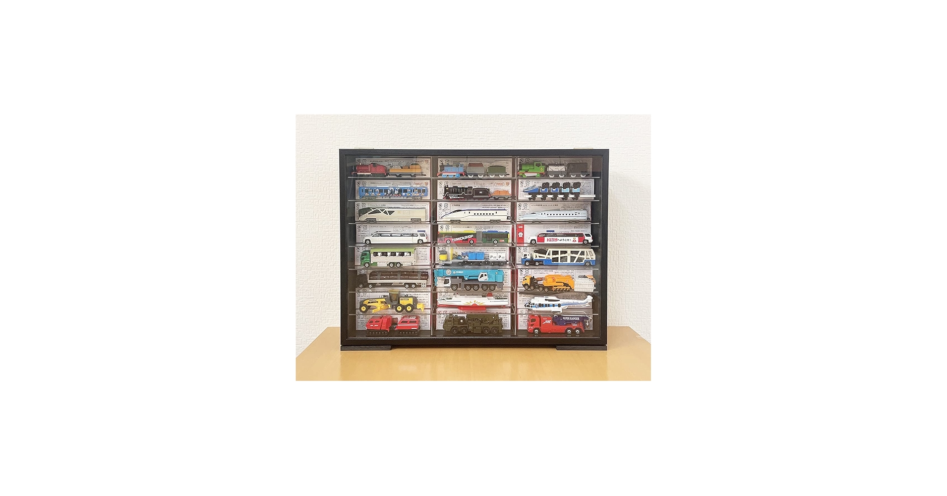 Amazon | 【木製 ブラック】ロングトミカ 最大48台 トミカ 最大96台